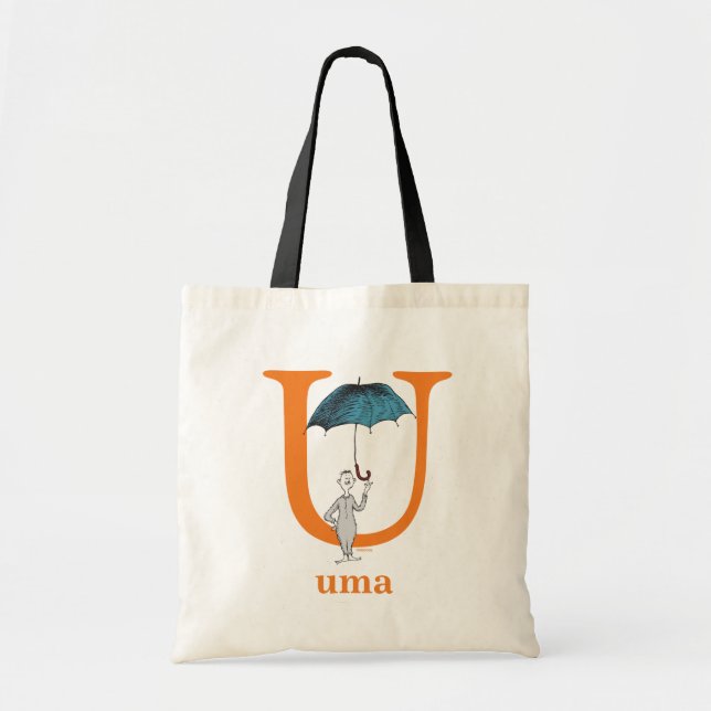 Dr. Seuss's ABC: Letter U - Orange | Add Your Name Tote Bag (Front)