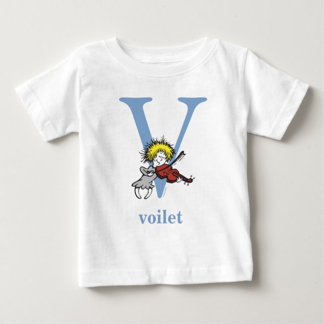 Dr. Seuss's ABC: Letter V - Blue | Add Your Name Baby T-Shirt (Front)