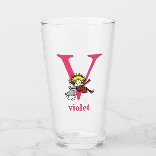 Dr. Seuss's ABC: Letter V - Pink | Add Your Name Glass (Front)