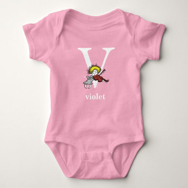 Dr. Seuss's ABC: Letter V - White | Add Your Name Baby Bodysuit (Front)