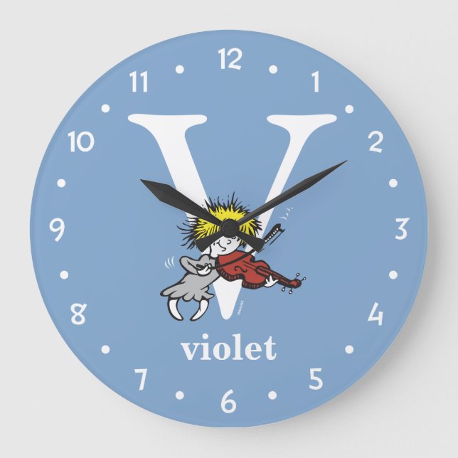 Dr. Seuss's ABC: Letter V - White | Add Your Name Large Clock (Front)