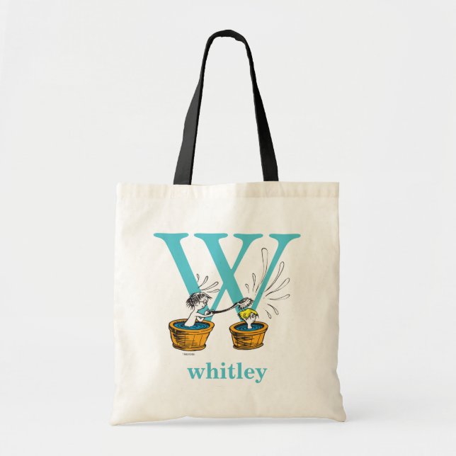Dr. Seuss's ABC: Letter W - Blue | Add Your Name Tote Bag (Front)