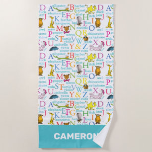 Dr. Seuss's ABC Pattern with Words Beach Towel