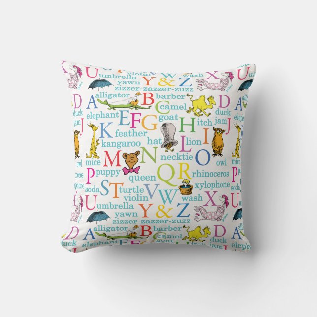 Dr. Seuss's ABC Pattern with Words Cushion (Front)