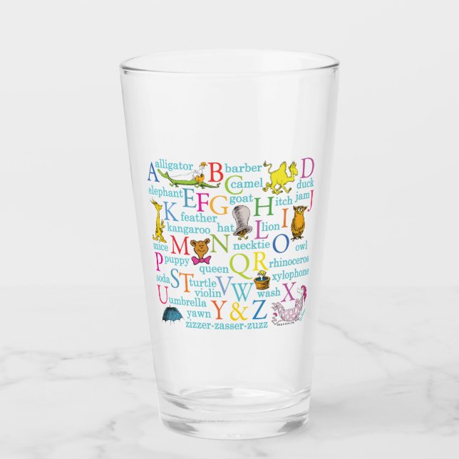 Dr. Seuss's ABC Pattern with Words Glass (Front)