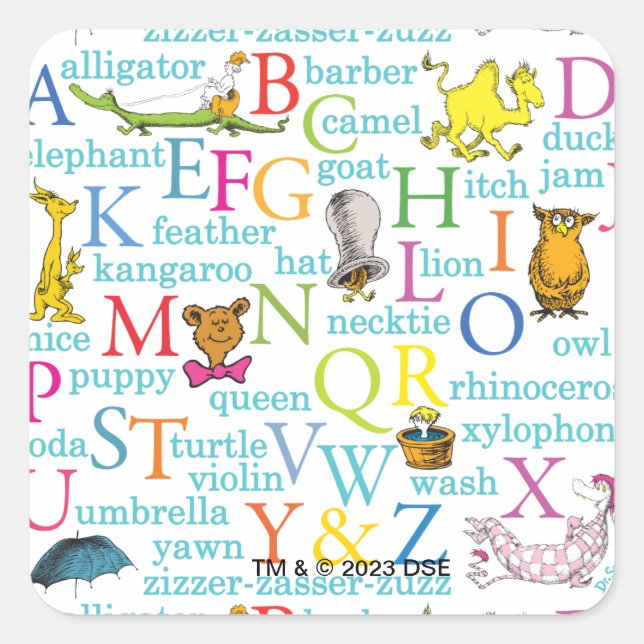 Dr. Seuss's ABC Pattern with Words Square Sticker (Front)