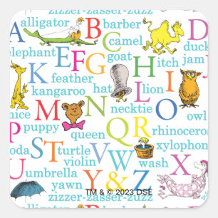 Dr. Seuss's ABC Pattern with Words Square Sticker
