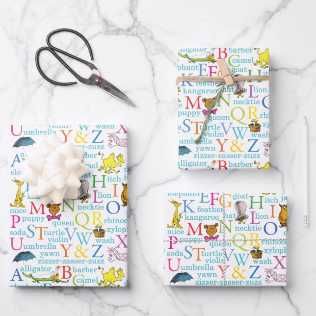 Dr. Seuss's ABC Pattern with Words Wrapping Paper Sheet (Front)