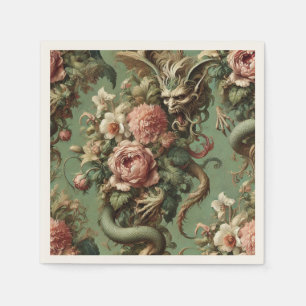 Drac’s Finery – Gothic Dragon Floral  Napkin