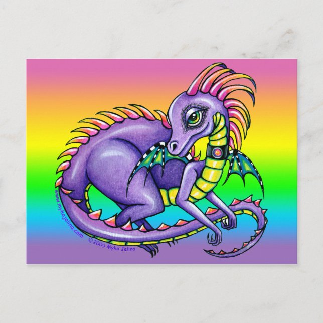"Draco" Cute Baby Rainbow Dragon Postcard (Front)