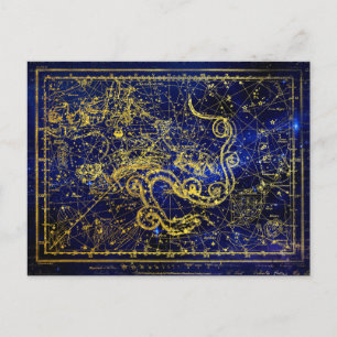 Draco Gold Constellation Faux Postcard