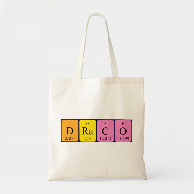Draco periodic table name tote bag (Front)