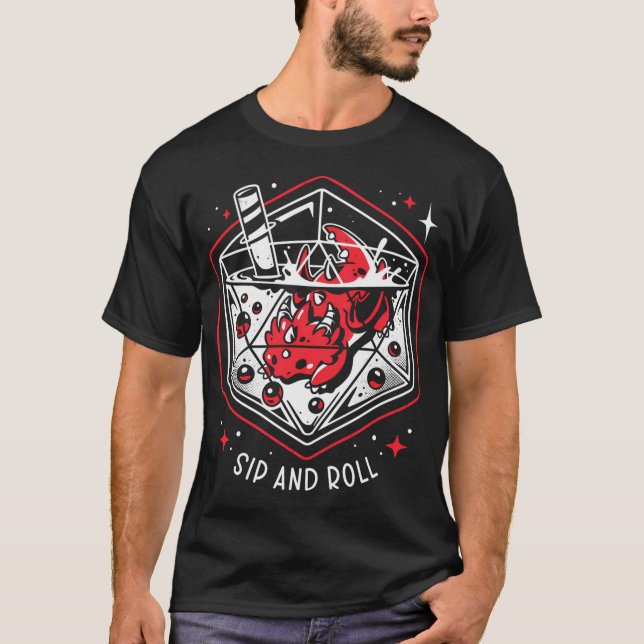 Draconic Bubble Tea - Dragon D20 Dice T-Shirt (Front)