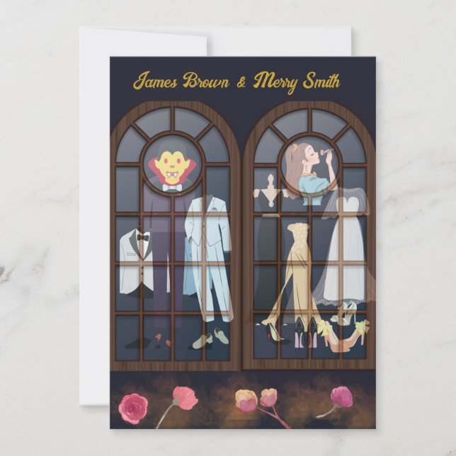 Dracula and Beauty in Love Wedding Invitation (Front)