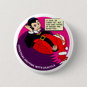 Dracula Christmas Shopping 6 Cm Round Badge