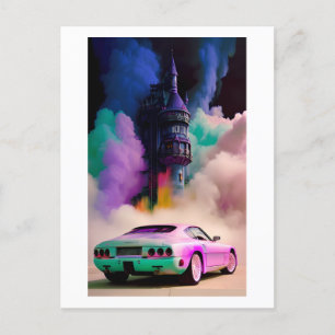 Dracula Drives a Sports Car - Ken Gauge Art Postcard