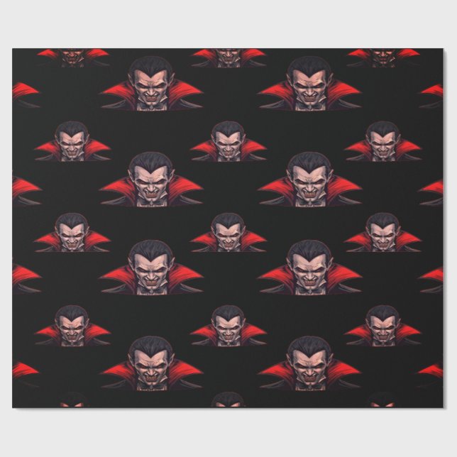 Dracula Gothic Horror Halloween Wrapping Paper (Flat)