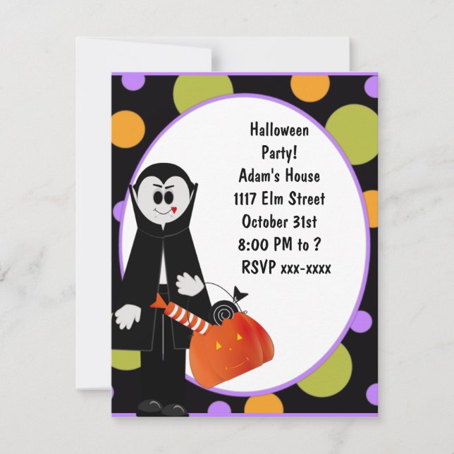 Dracula Halloween Party Invitation ~ Customise! (Front)