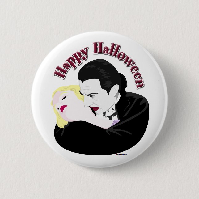 Dracula, Happy Halloween 6 Cm Round Badge (Front)
