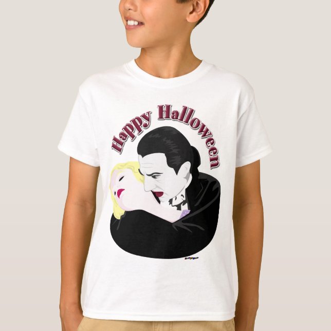Dracula, Happy Halloween T-Shirt (Front)