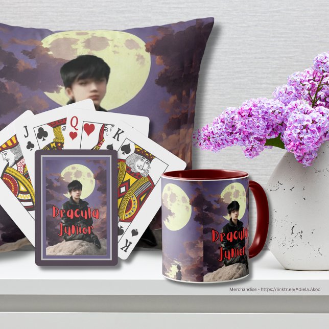 Dracula Junior -  Playing Cards (DJ Cards, Throw Pillow & Mug by Poet Adiela Akoo - shop my merchandise now for more great gift ideas)