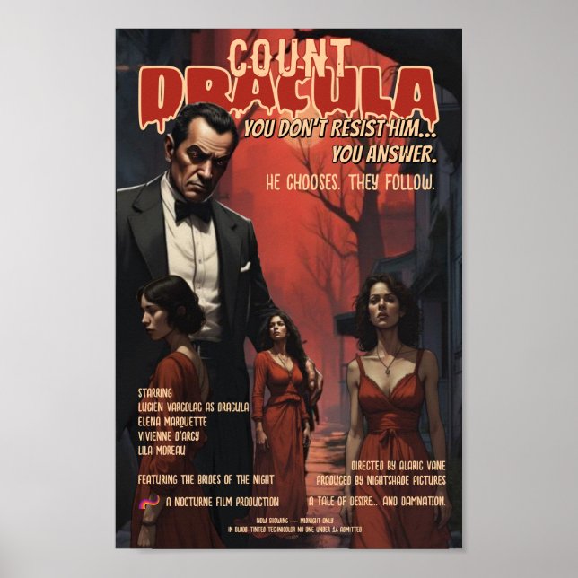 Dracula Poster Vintage Gothic Vampire Horror (Front)