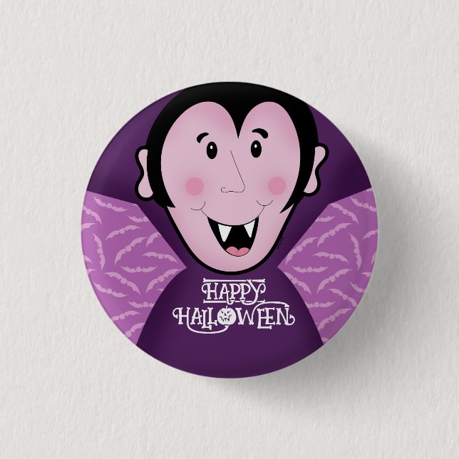 Dracula Vampire Bat Halloween Purple Bats  3 Cm Round Badge (Front)