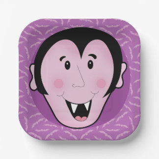 Dracula Vampire Bat Halloween Purple Bats Paper Plate