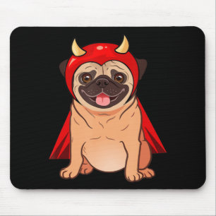 Dracula Vampire Pug Cute Dog Halloween Costume Pug Mouse Pad