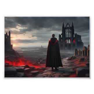 Dracula Walking Toward the Ruins of Whitby Abbey Photo Print