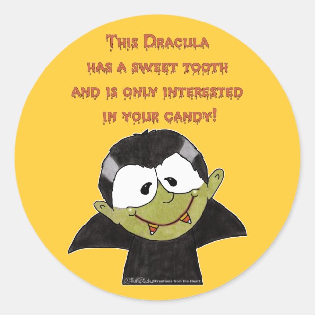 Dracula with Sweet Tooth Classic Round Sticker (Front)