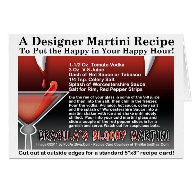 Dracula's Bloody Halloween Martini Recipe Card (Front Horizontal)