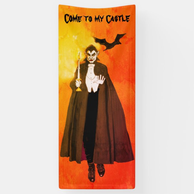 Dracula's Castle Halloween Party  Banner (Vertical)