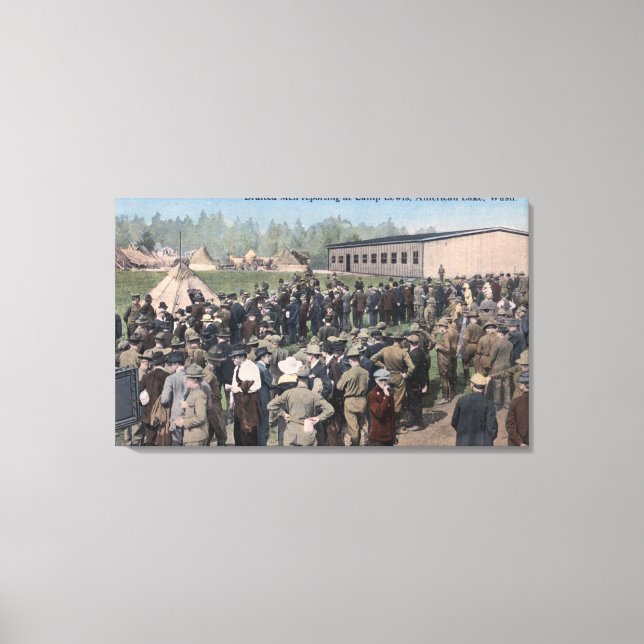 Drafted Men Reporting to Camp Lewis Canvas Print (Front)