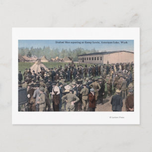 Drafted Men Reporting to Camp Lewis Postcard