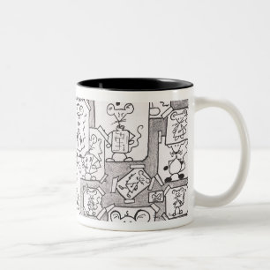 Drafts of inked mice Two-Tone coffee mug