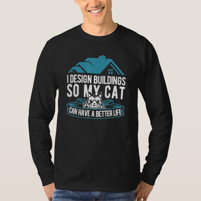 Draftsman Cat   Architecture House Civil Engineer  T-Shirt (Front)