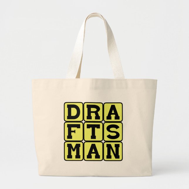 Draftsman, Technical Plan Creator Large Tote Bag (Front)