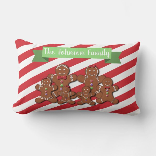 Drag and Drop Personalised Gingerbread Holiday Lumbar Cushion (Front)