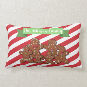Drag and Drop Personalised Gingerbread Holiday Lumbar Cushion