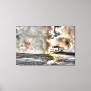 DRAG CAR BURNOUT SMOKING TYRES AUSTRALIA CANVAS PRINT