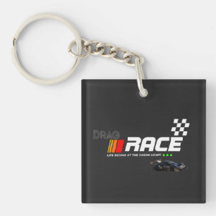 "Drag Race Car Graphic-Design Key Ring