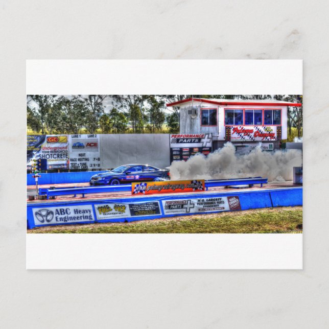 DRAG RACING ART EFFECTS RURAL QUEENSLAND AUSTRALIA POSTCARD (Front)