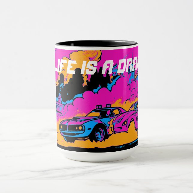 Drag-Racing Burn-Out - Drag-racing Cars Mug (Center)