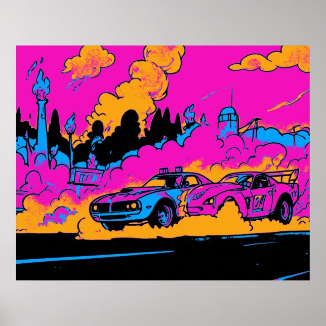 Drag-Racing Burn-Out - Drag-racing Cars Poster (Front)
