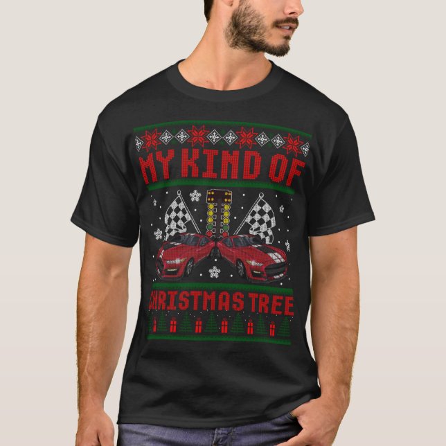Drag Racing Christmas Tree' Race Car Ugl T-Shirt (Front)