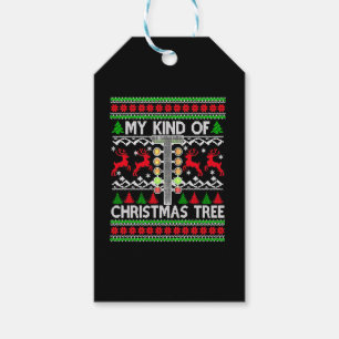 Drag Racing Christmas Tree Ugly Xmas Sweater Gift Tags