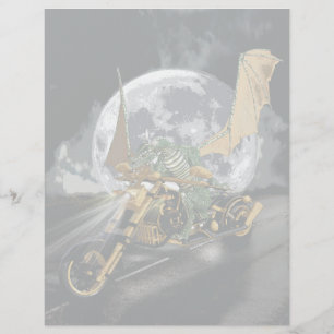 Drag-racing Dragon and Moon Fantasy Artwork