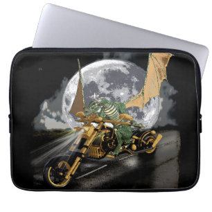 Drag-racing Dragon and Moon Fantasy Artwork Laptop Sleeve