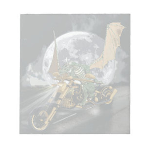 Drag-racing Dragon and Moon Fantasy Artwork Notepad